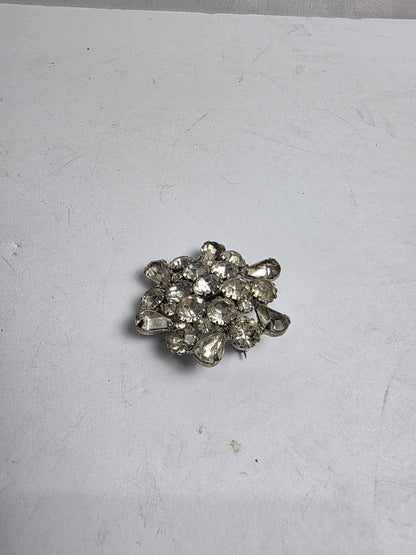 Vtg. Clear Rhinestone Brooch