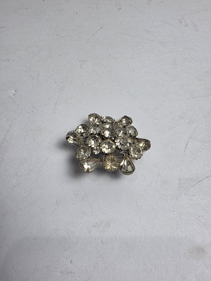 Vtg. Clear Rhinestone Brooch