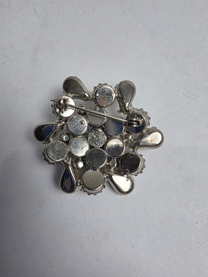 Vtg. Clear Rhinestone Brooch