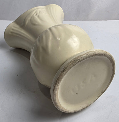 Vtg. Mid-Century Shawnee Pottery Ivory Fluted Vase