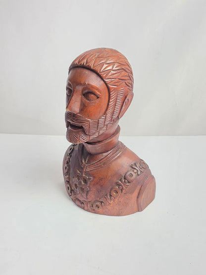 Vtg. 1950s Spanish Conquistador - Hand Carved Wood (CSHW)