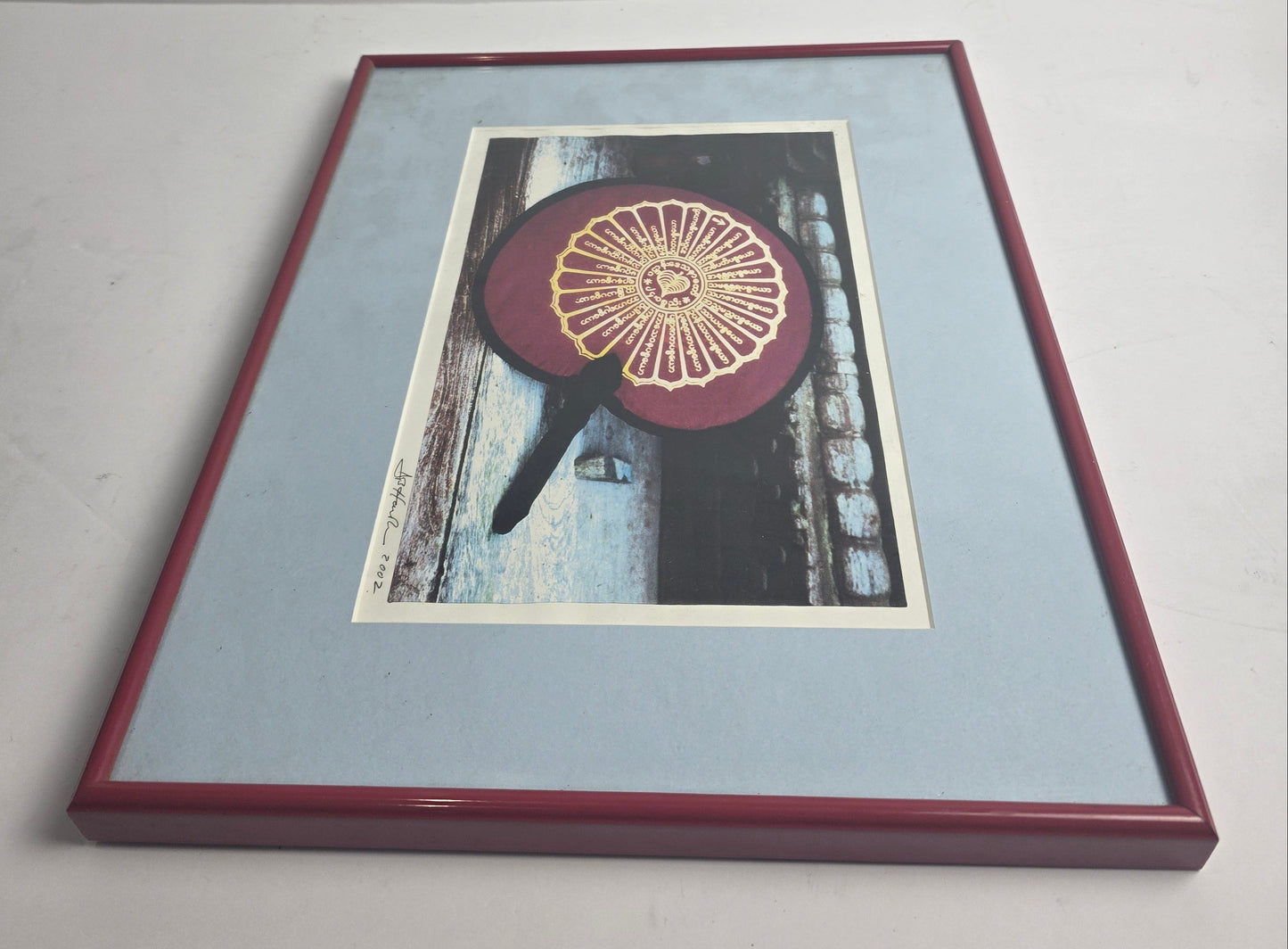 Vtg. Myanmar Burma Fan Signed 2002 (CSHW)