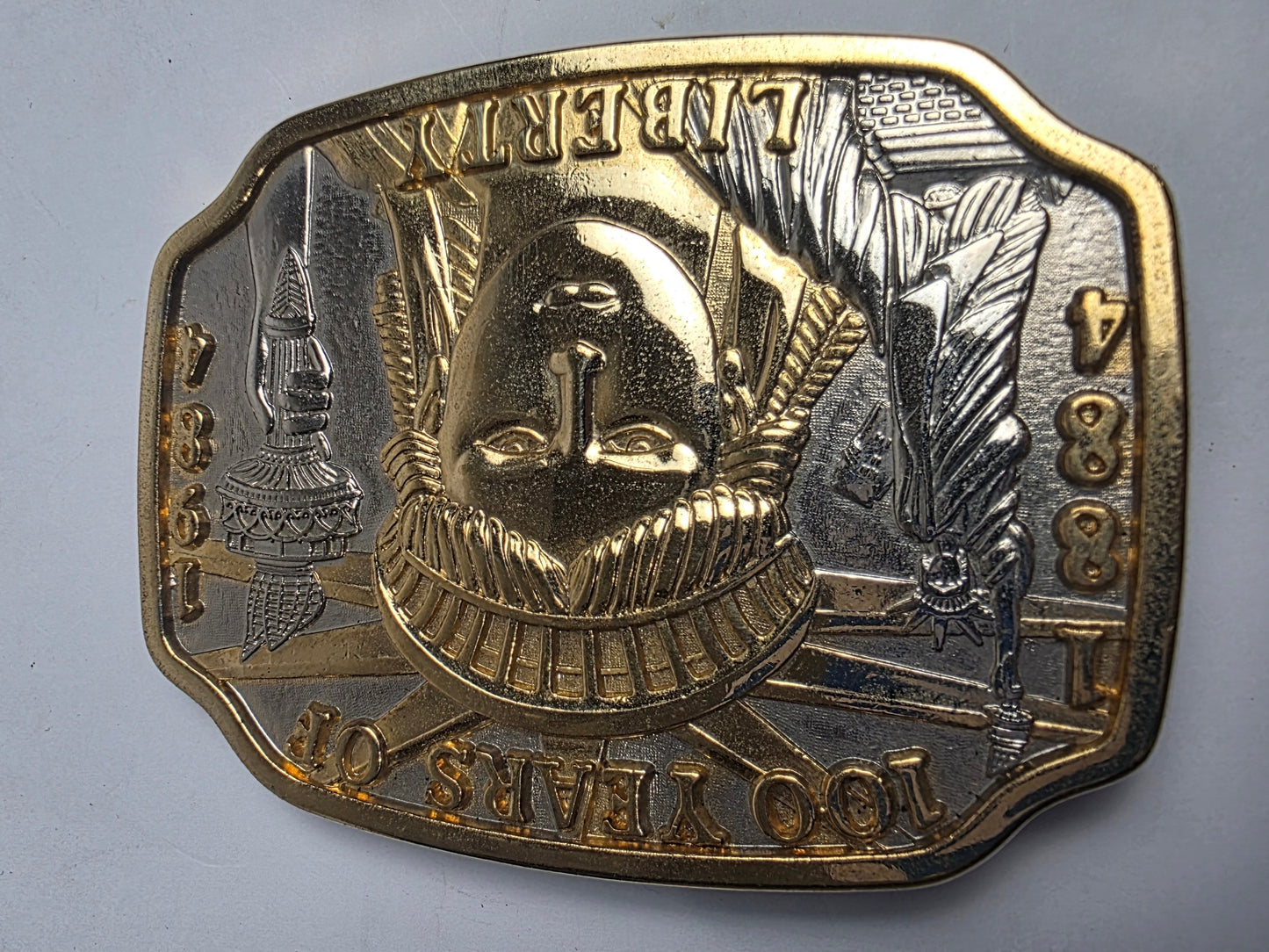 Vtg. 100 Years of Liberty Belt Buckle (CSHW)