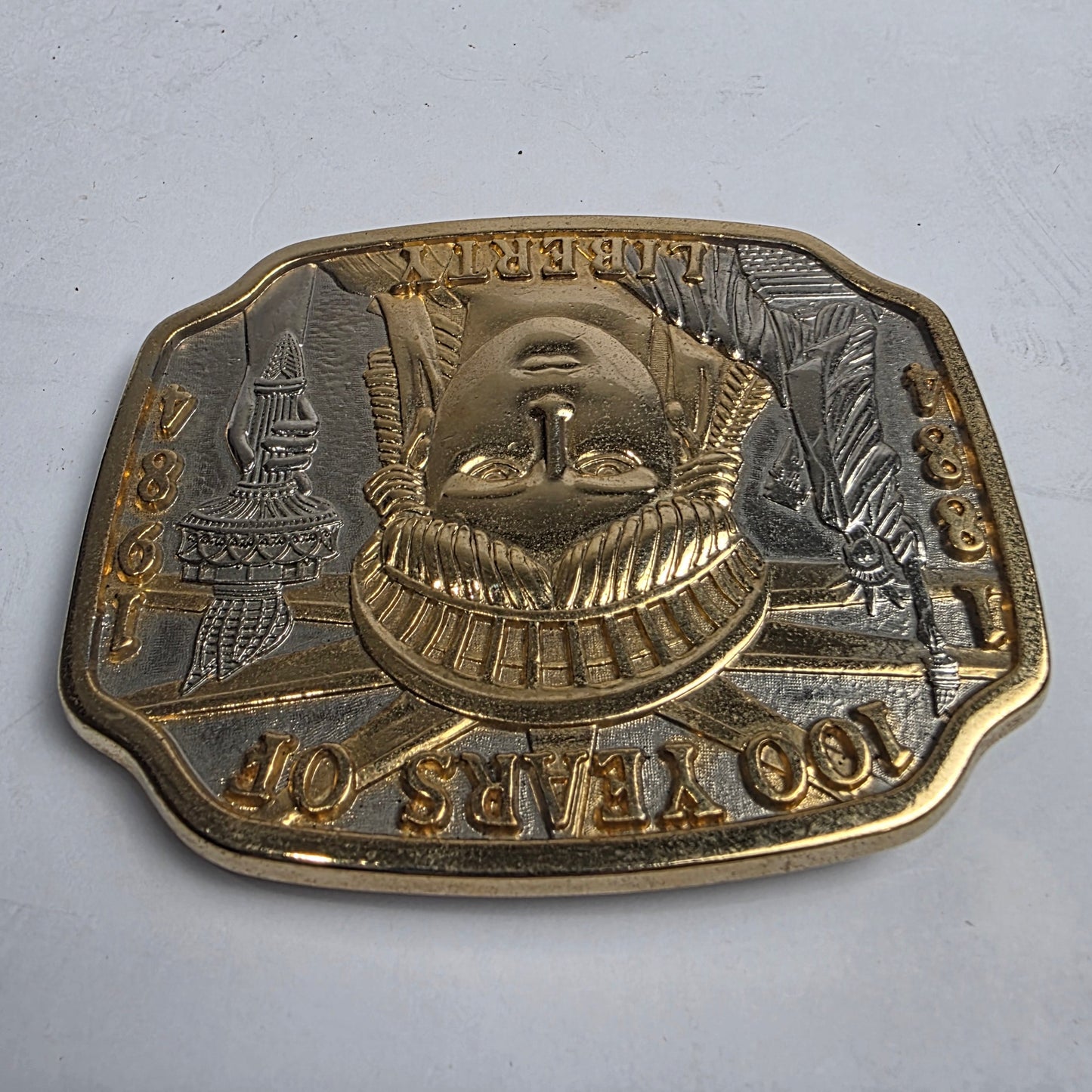 Vtg. 100 Years of Liberty Belt Buckle (CSHW)