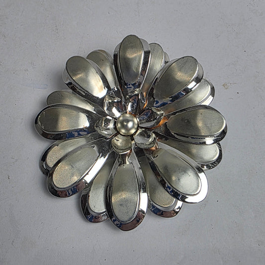 Vtg. Aluminum Flower Brooch (CSHW)