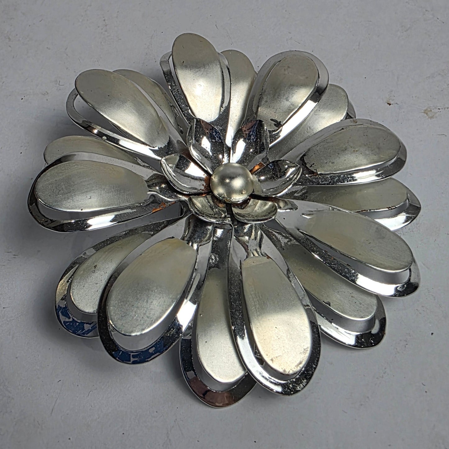Vtg. Aluminum Flower Brooch (CSHW)