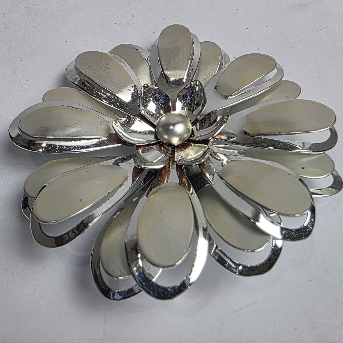 Vtg. Aluminum Flower Brooch (CSHW)