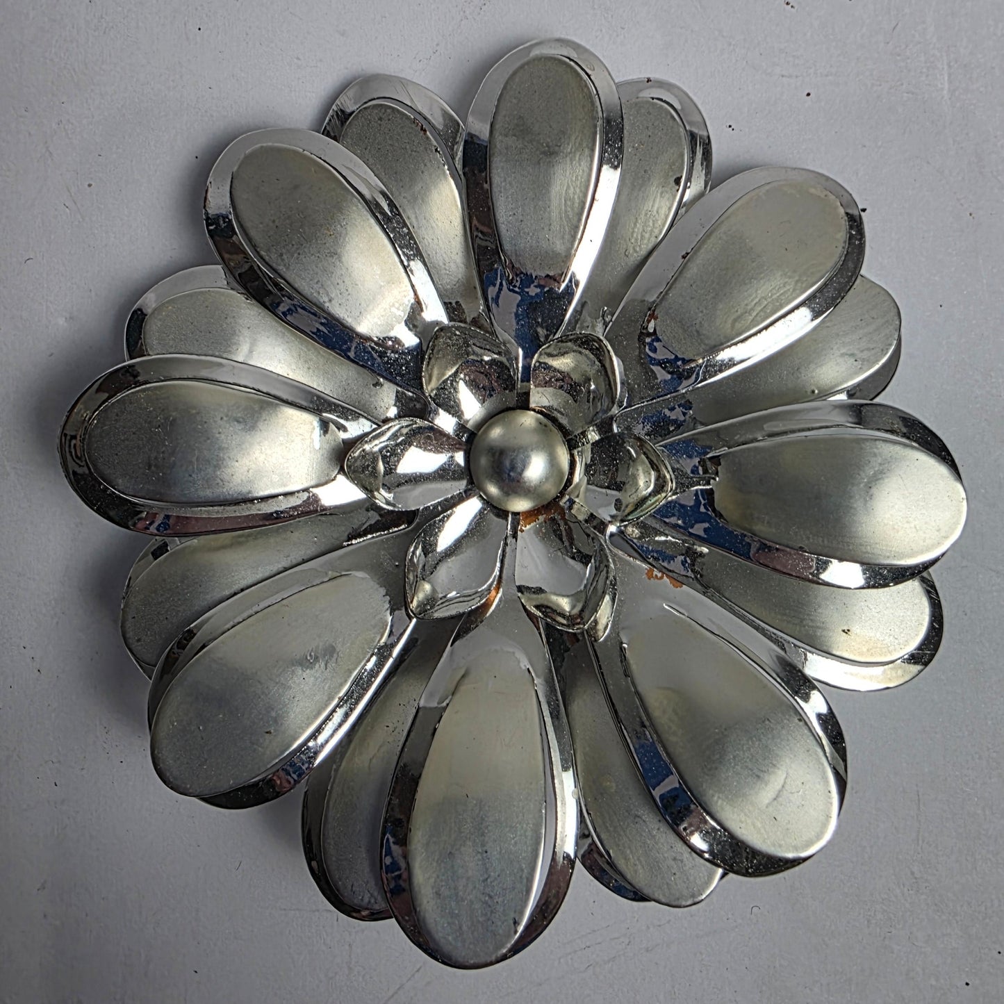 Vtg. Aluminum Flower Brooch (CSHW)
