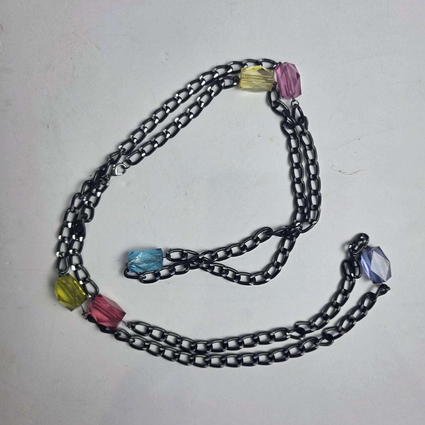 Vtg. Mixed Metal Boho Glass 1980s Necklace (CSHW)