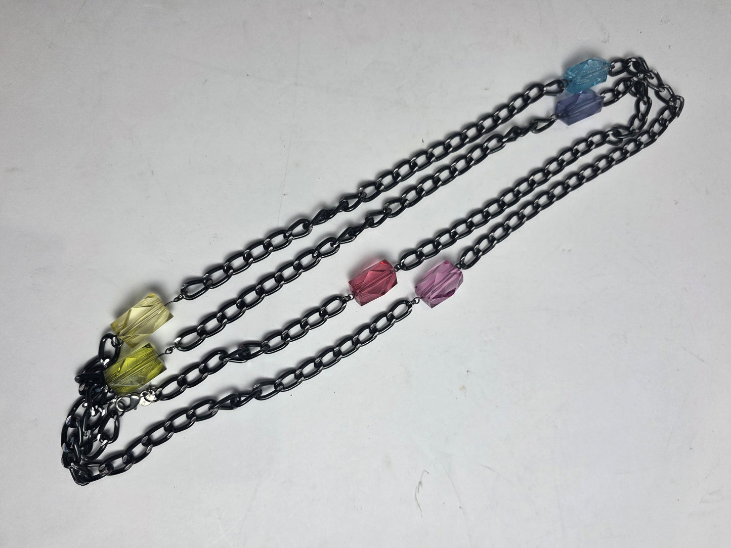 Vtg. Mixed Metal Boho Glass 1980s Necklace (CSHW)
