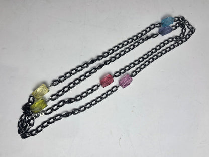 Vtg. Mixed Metal Boho Glass 1980s Necklace (CSHW)