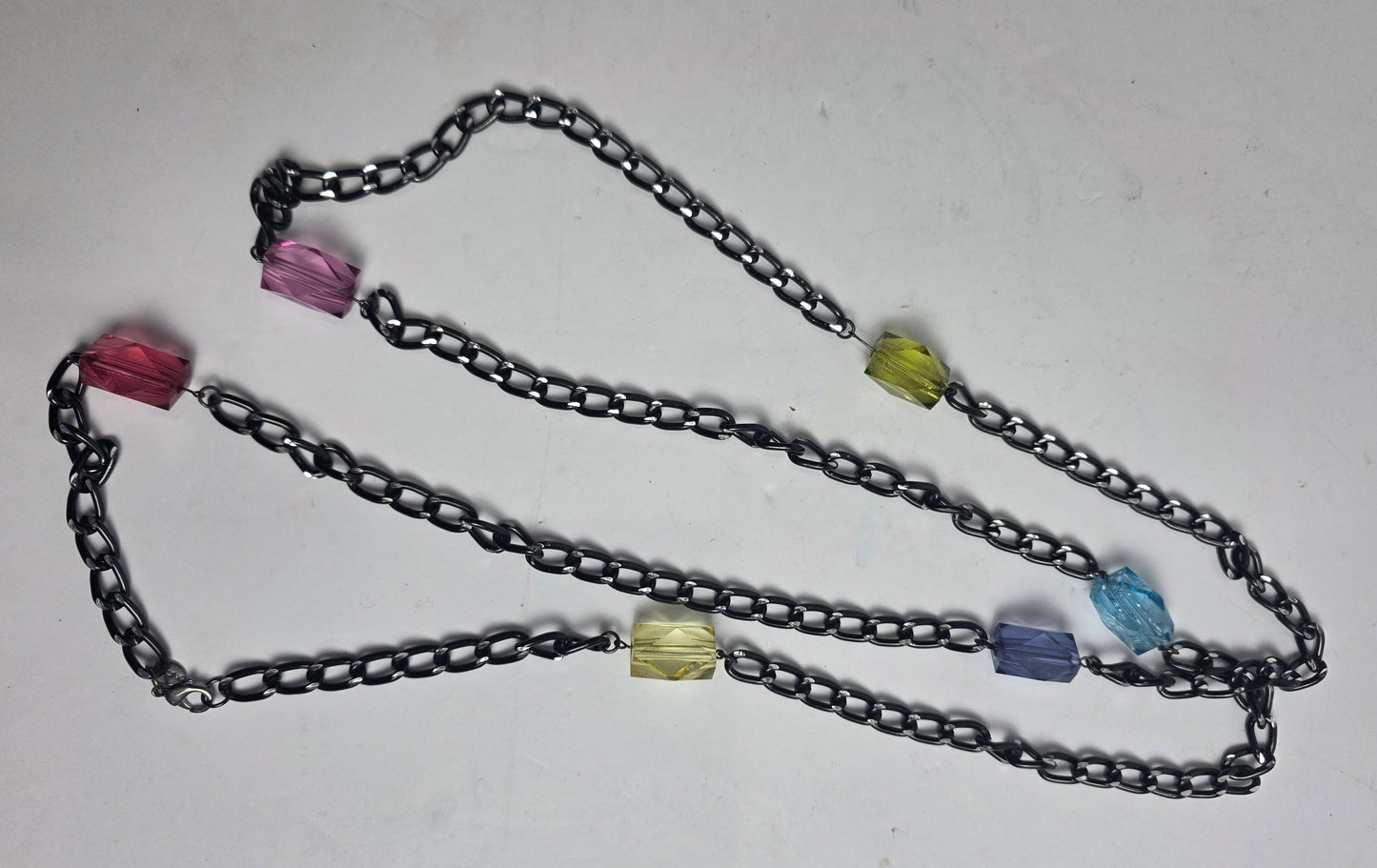 Vtg. Mixed Metal Boho Glass 1980s Necklace (CSHW)