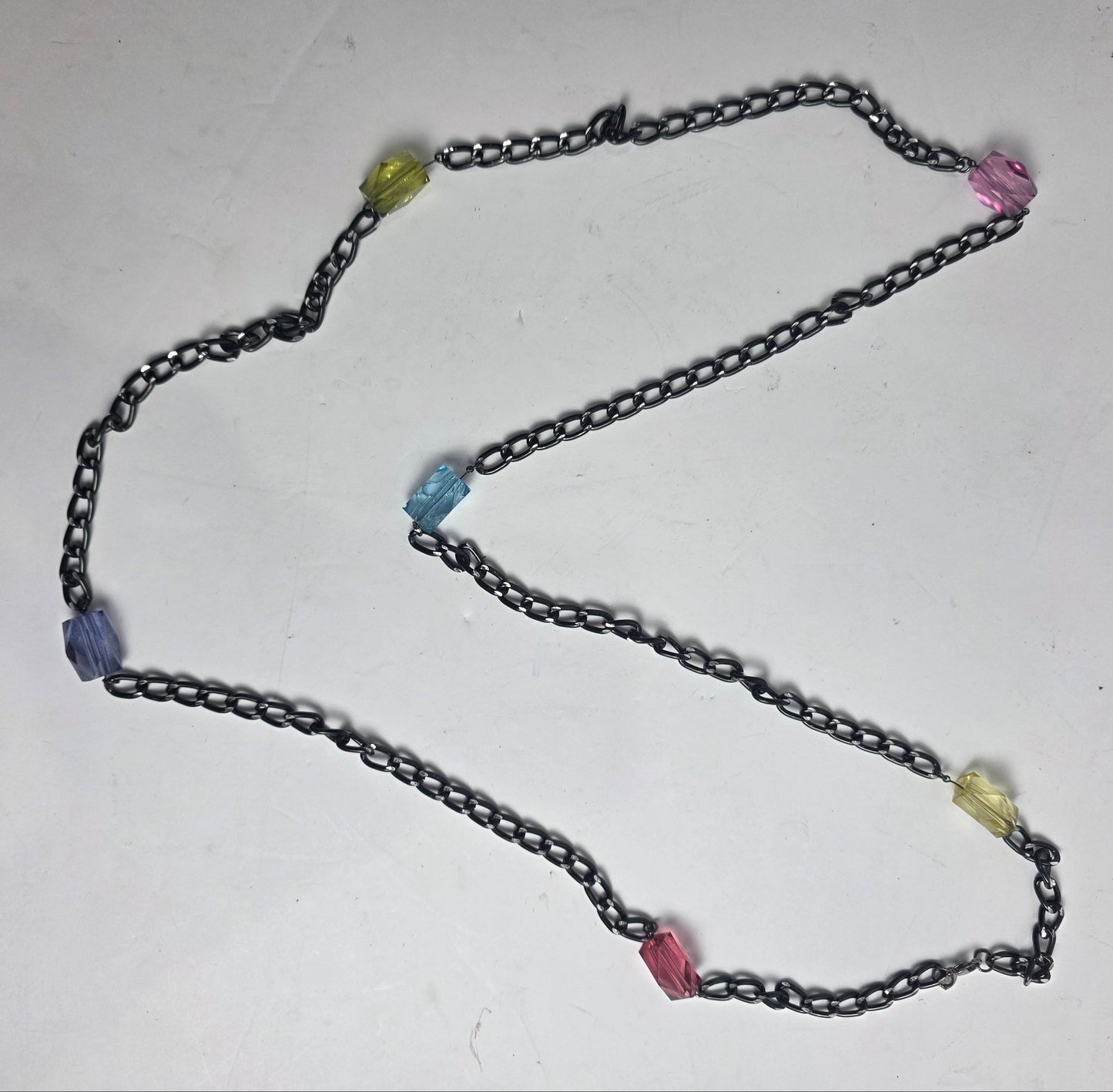 Vtg. Mixed Metal Boho Glass 1980s Necklace (CSHW)