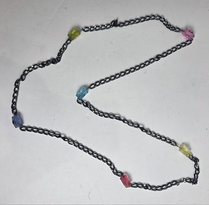 Vtg. Mixed Metal Boho Glass 1980s Necklace (CSHW)