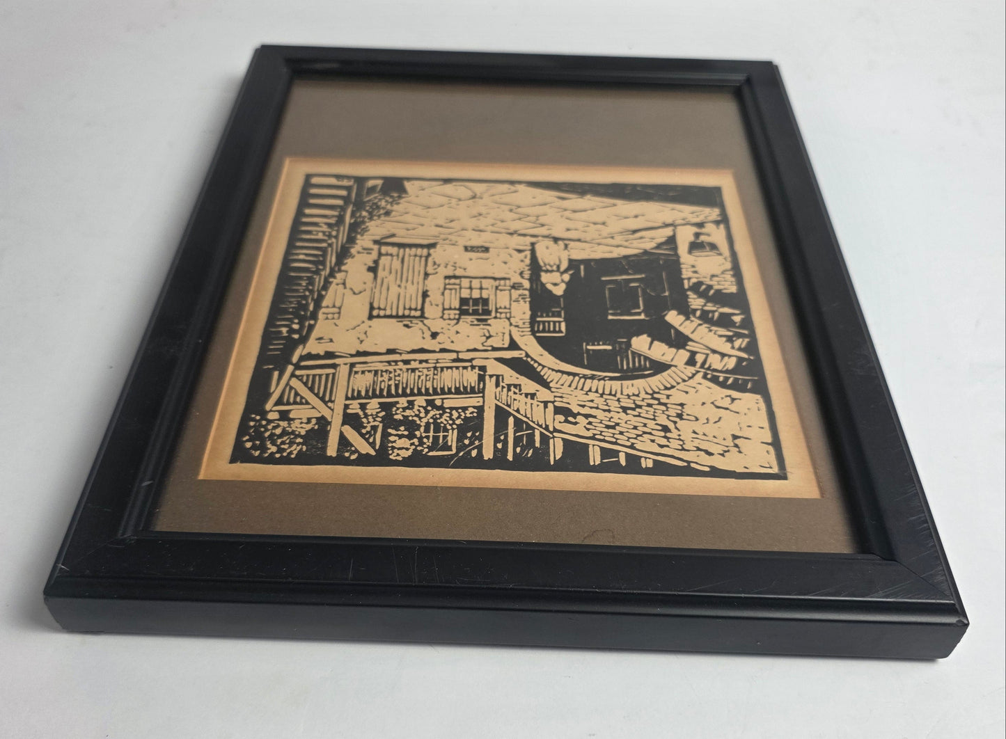 Vtg. French Quarter Courtyard" Clarence Millet Original Etching