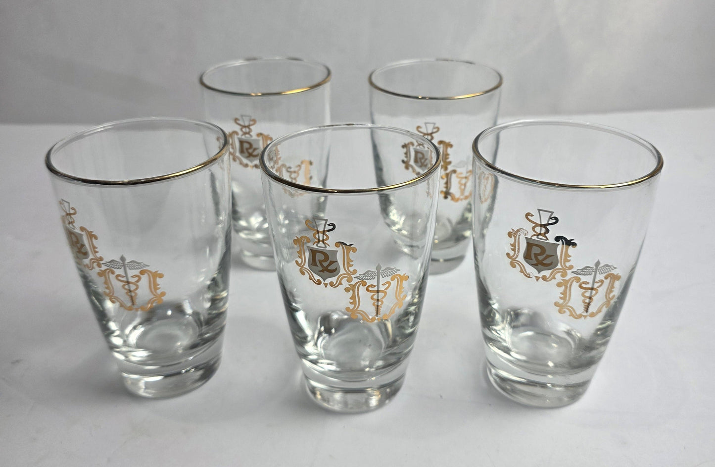 Set of 5 Vtg. Libbey Rx Apothecary Juice Glasses