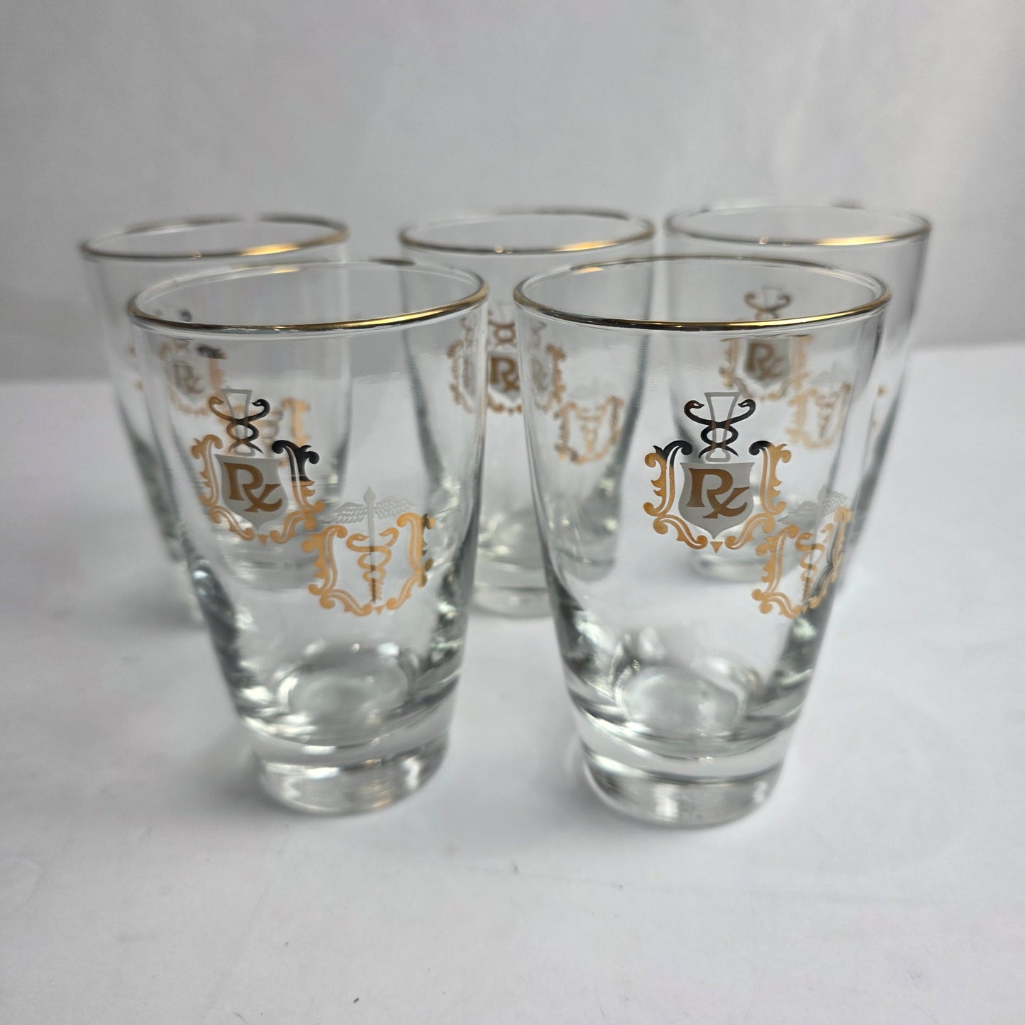 Set of 5 Vtg. Libbey Rx Apothecary Juice Glasses