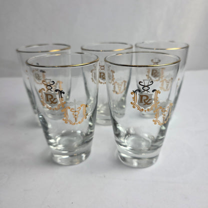 Set of 5 Vtg. Libbey Rx Apothecary Juice Glasses