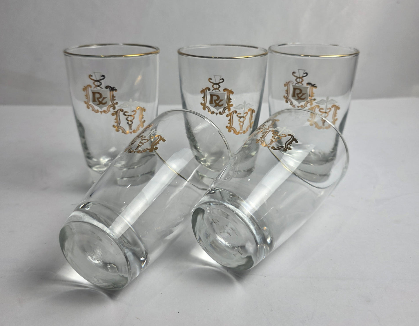 Set of 5 Vtg. Libbey Rx Apothecary Juice Glasses