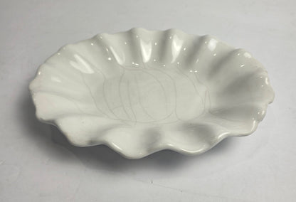 Vtg. White Ruffle Ceramic Bowl