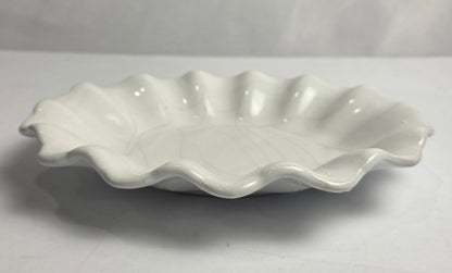Vtg. White Ruffle Ceramic Bowl