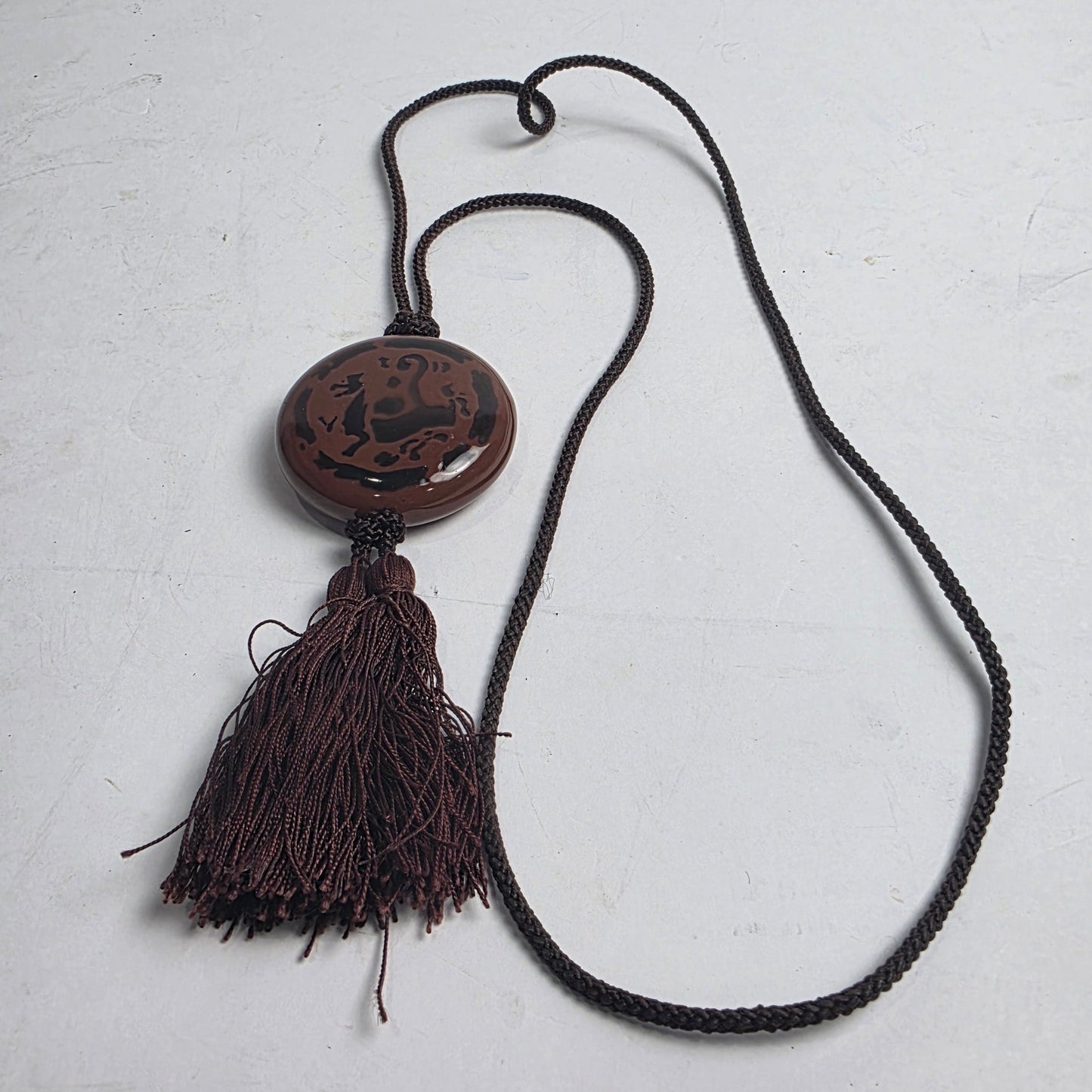Vtg. Asian Metal/Porcelain Necklace