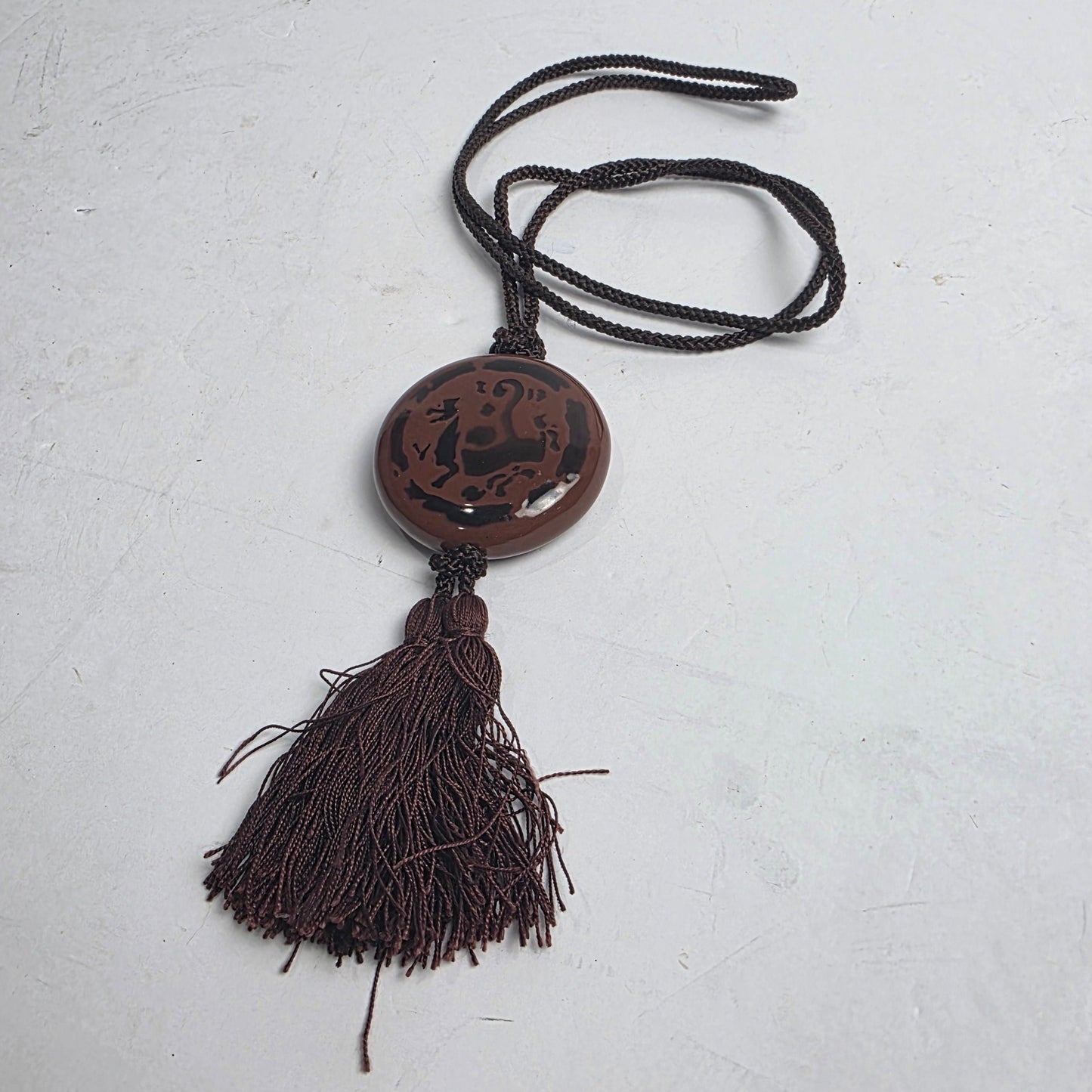 Vtg. Asian Metal/Porcelain Necklace