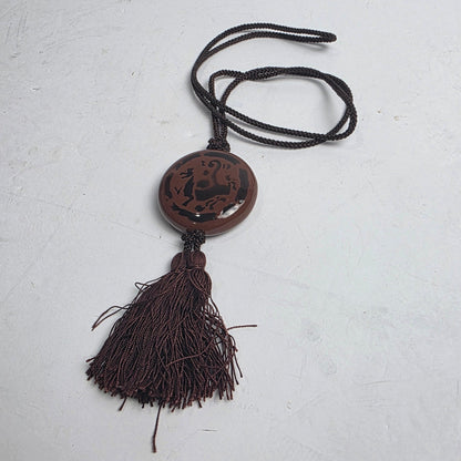 Vtg. Asian Metal/Porcelain Necklace