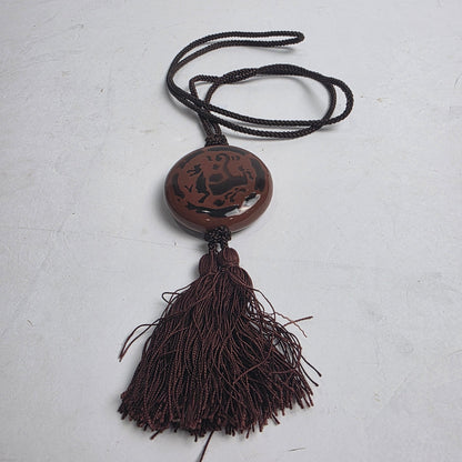 Vtg. Asian Metal/Porcelain Necklace