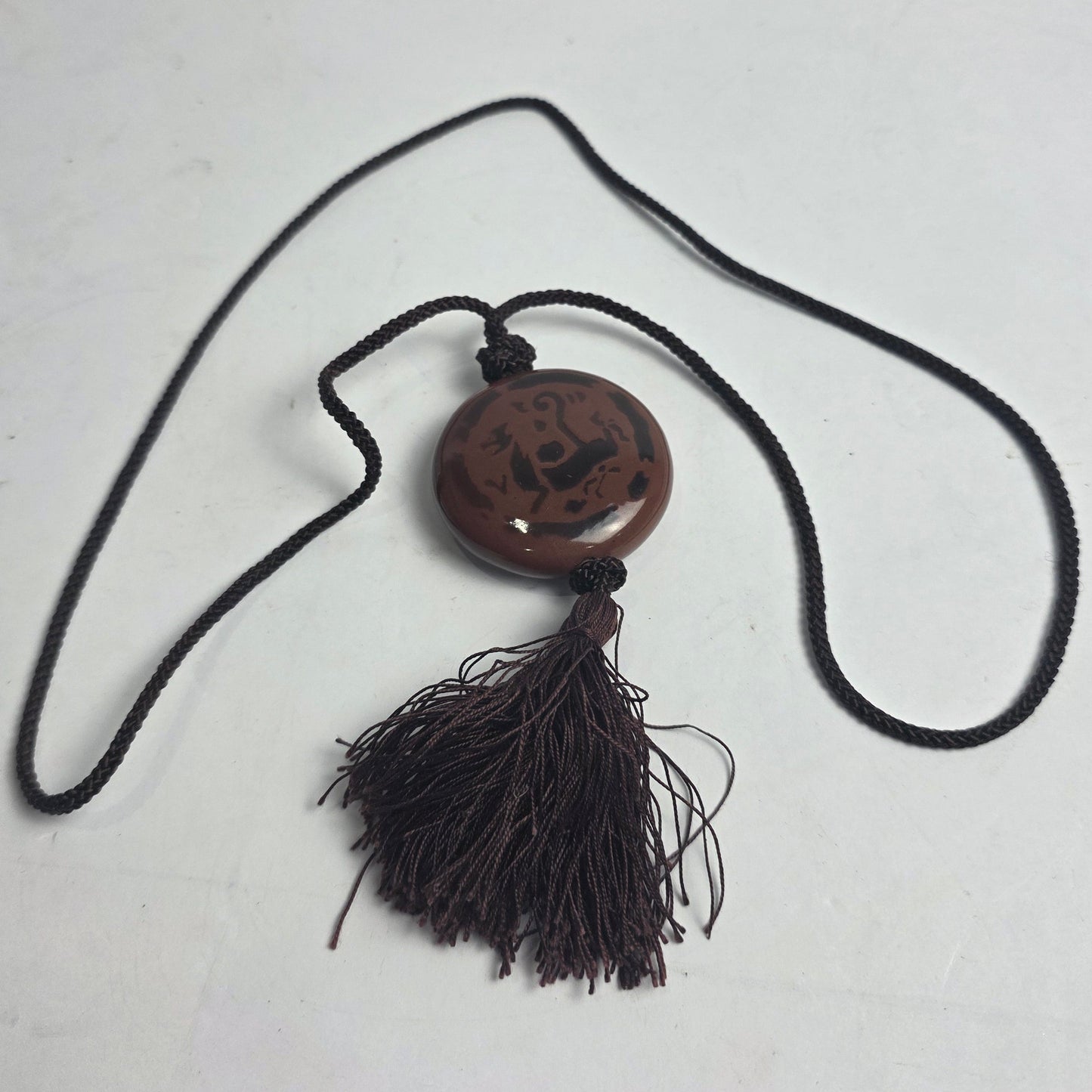 Vtg. Asian Metal/Porcelain Necklace