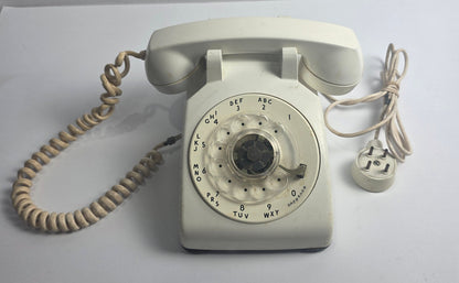 Vtg. White Western Electric Bell 500 Rotary Phone (CSHW)