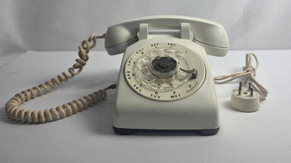 Vtg. White Western Electric Bell 500 Rotary Phone (CSHW)