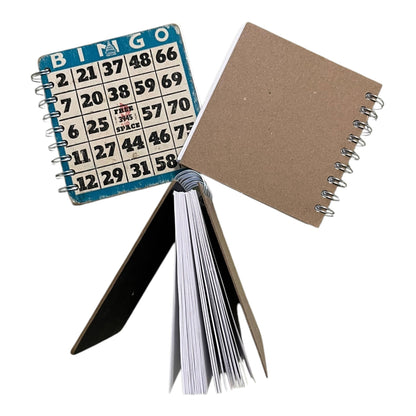 Upcycled Vintage Blue Bingo Card Journal - 5x5"