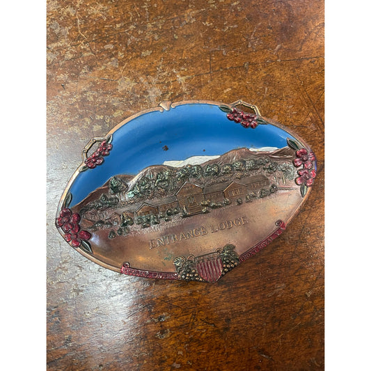 Vintage Entrance Lodge Skyline Caverns Front Royal, VA Souvenir Metal Tray