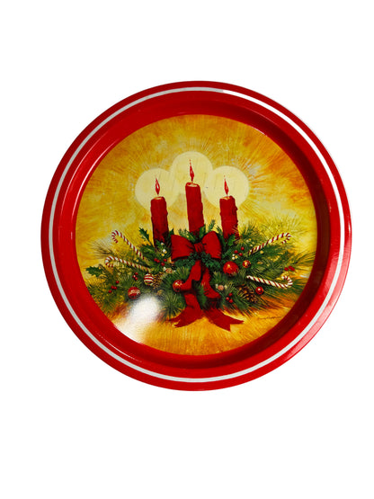 Vtg Metal Christmas Tray CSBH