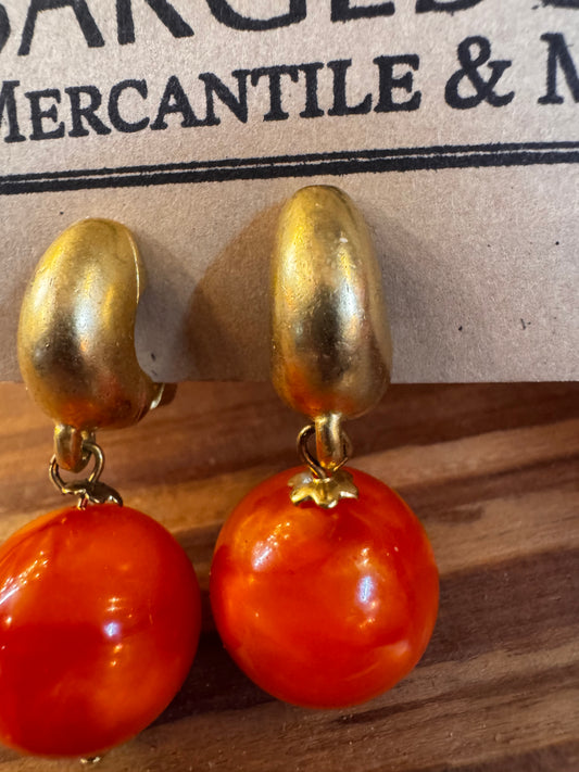 Vtg Orange Earrings CSBH