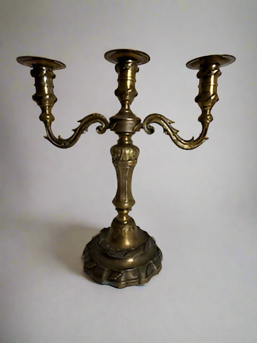 Vintage Brass 3-Arm Candelabra