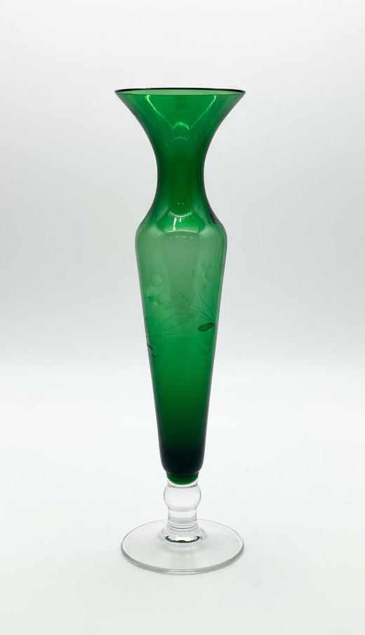 Etched Green Bud Vase CSBH