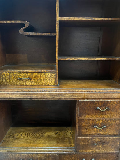 Solid Wood Open Cupboard with 7 Shelves & 6 Drawers