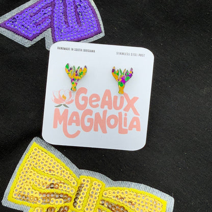 Mardi Gras Crawfish Stud Earrings