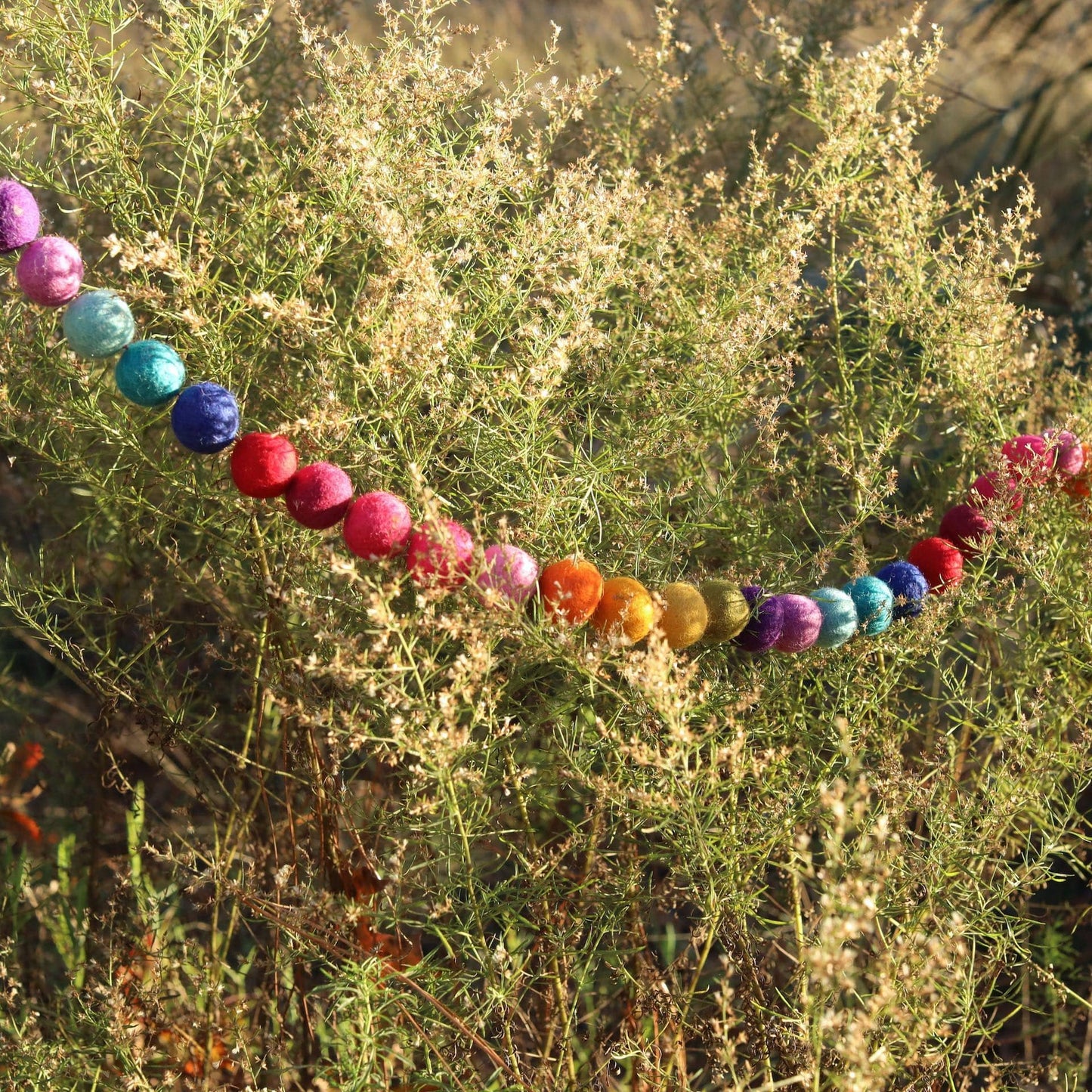 6' Felt Rainbow Pompom Ball Garland