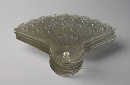 Vtg Daisy & Button Fan Snack Plate Anchor Hocking ( Set of 4)
