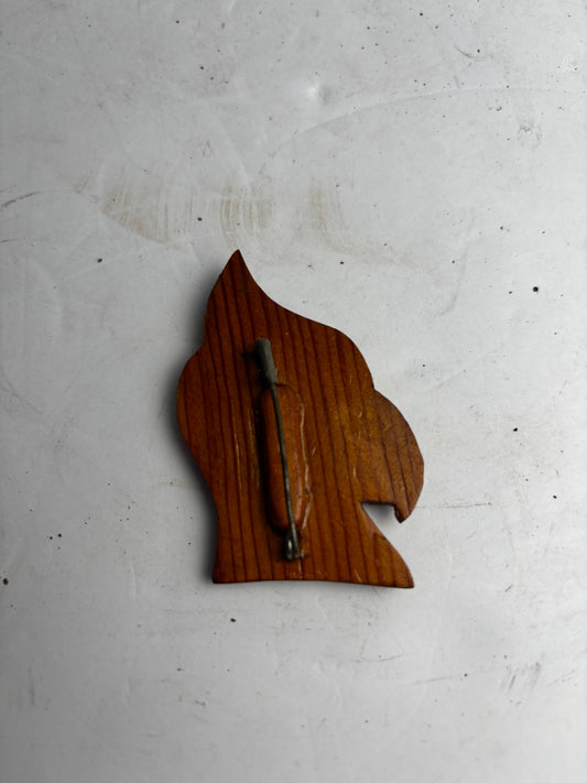 Vintage 1940s Wooden Bird (Parrot) Brooch CSHW