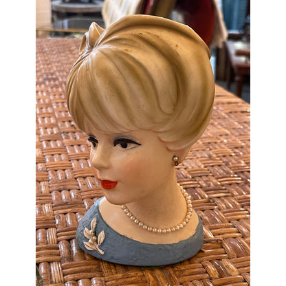 Vintage 1960's Napcoware ceramic 7" Lady Pearl Jewelry Head Vase Japan