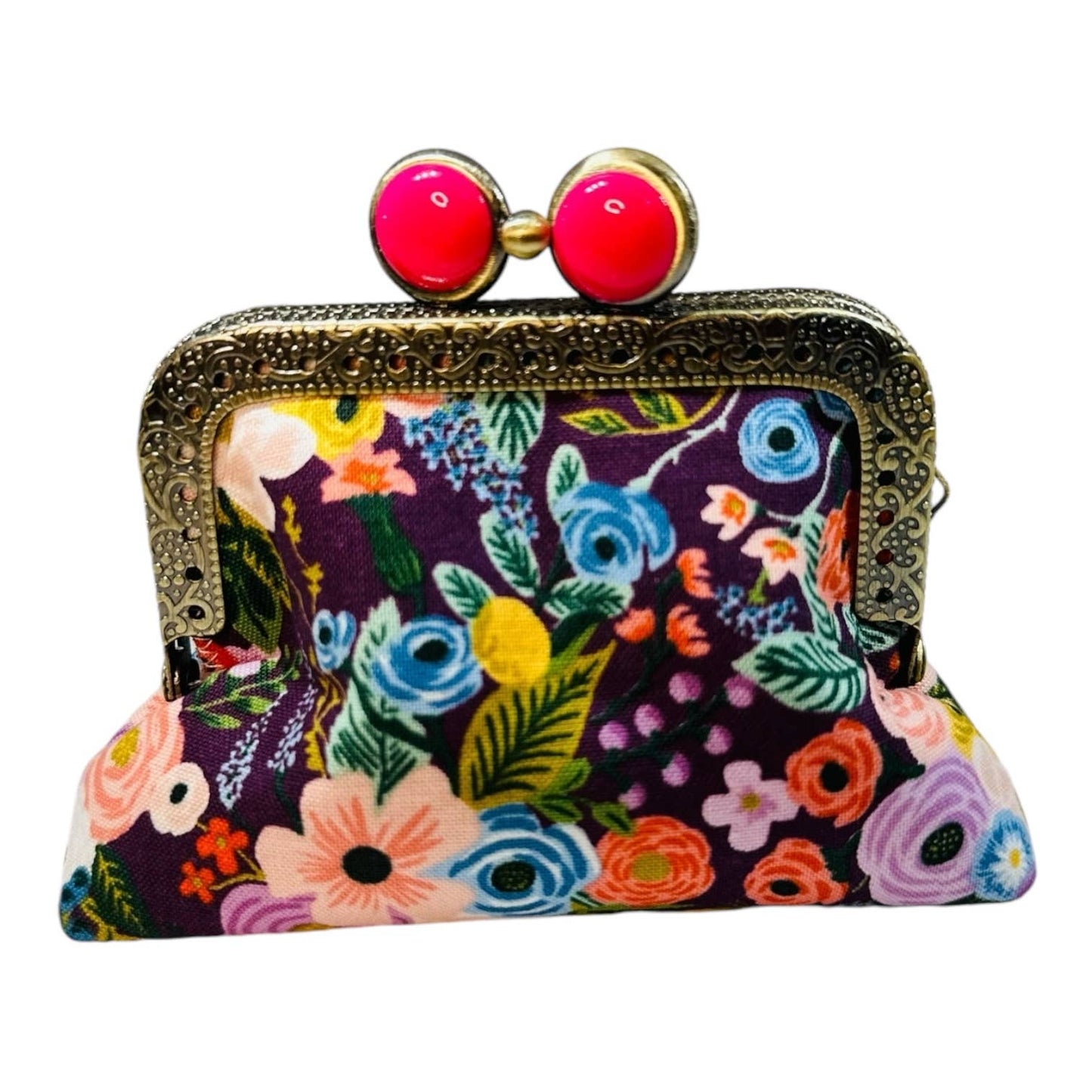 Kiki & Syds Mini Clutch Coin Purse - Petite Floral Plum