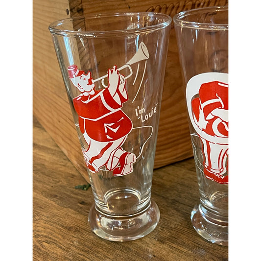 Vintage Anchor Hocking German Oompah marching Band pilsner glass set of 5