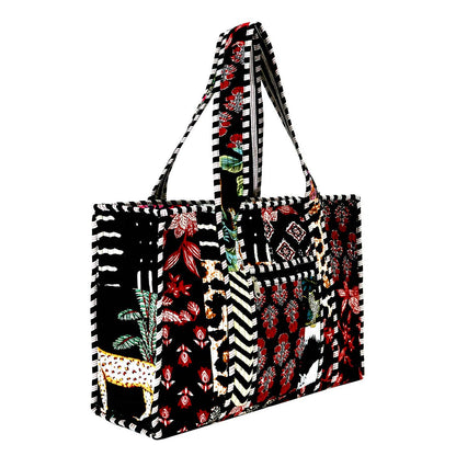 Cotton Fabric Patch Block Print Tote Bag- Small & Large