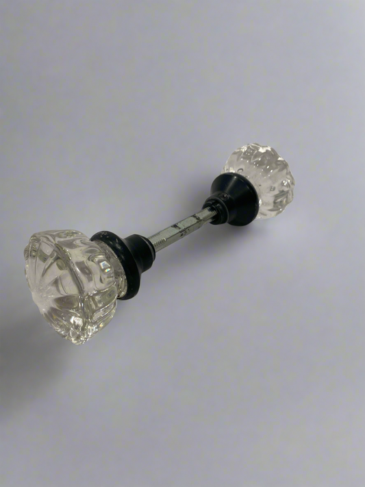 Vtg 12 Point Crystal Door Knob with black
