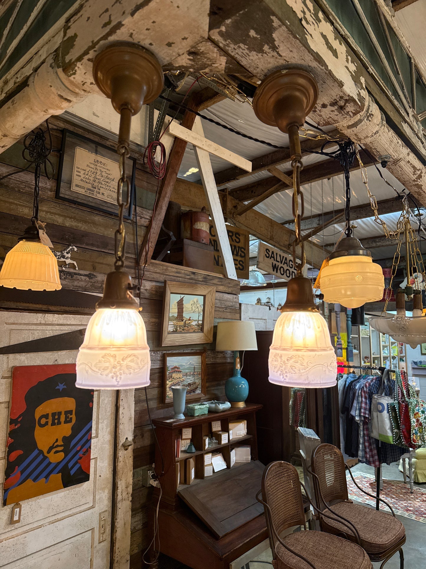 Floral Frosted Glass Pendant