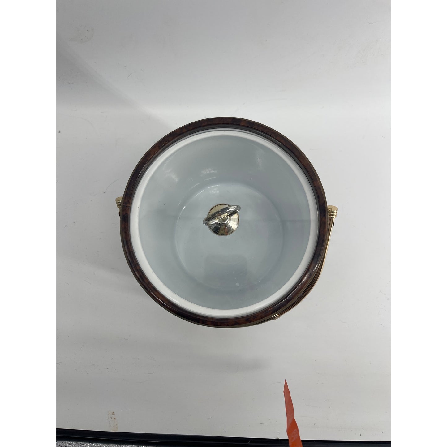 Vintage MCM Mid-Century Modern faux tortoiseshell barware ice bucket